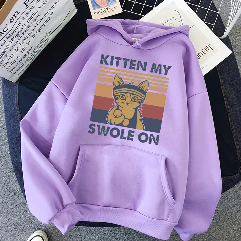 

Swole Doge cool oversized women hoodies Letter Printed Sweatshirt Women Winter Warm Streetwear Pullovers Punk Graphic Hoodies