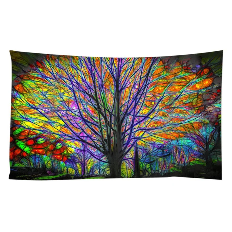 

Home Decor Printed Tapestry Glowing Tree Digital Printing Tapestry Wall Blanket Living Room Colorful Blankets