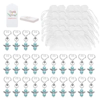 24pcs angel favor keychains plus organza bags plus thank you kraft tags guest return favors for baby shower party favors