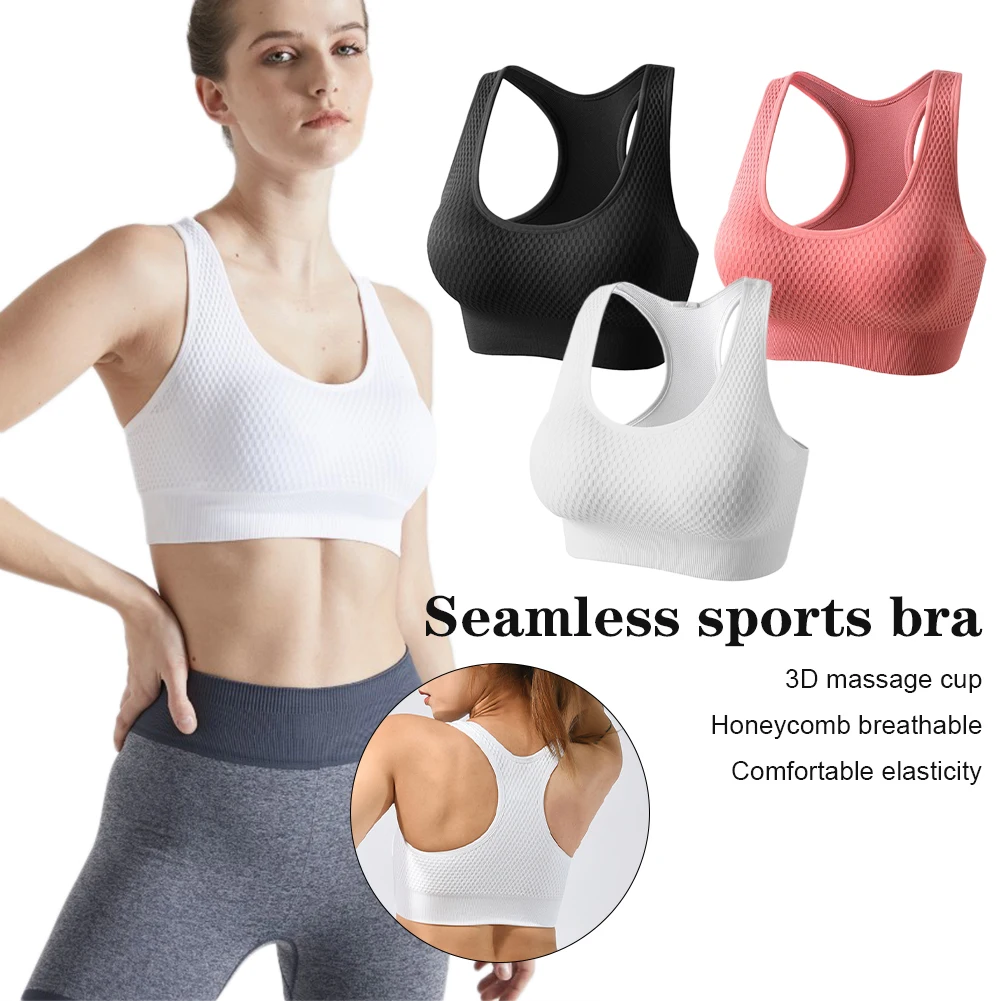 

Women Sports Bra Seamless Push Up Yoga Fitness Exercise Bra Wire Free Racerback Running Workout Underwear Breathable Activewear