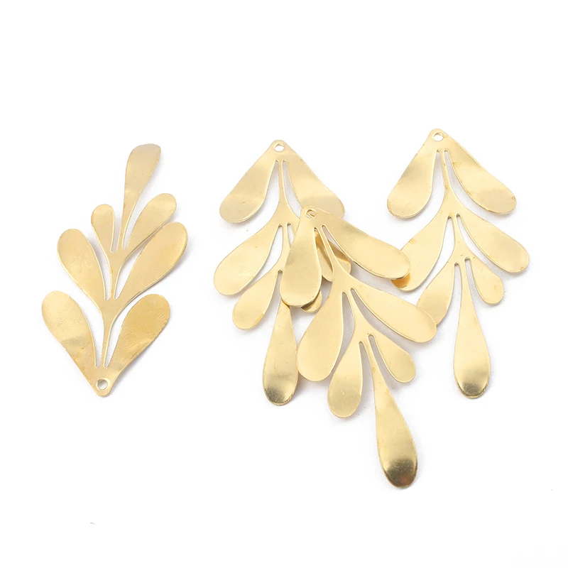 10 шт Необработанные латунные листья перо цветок Подвески кулон DIY ожерелье