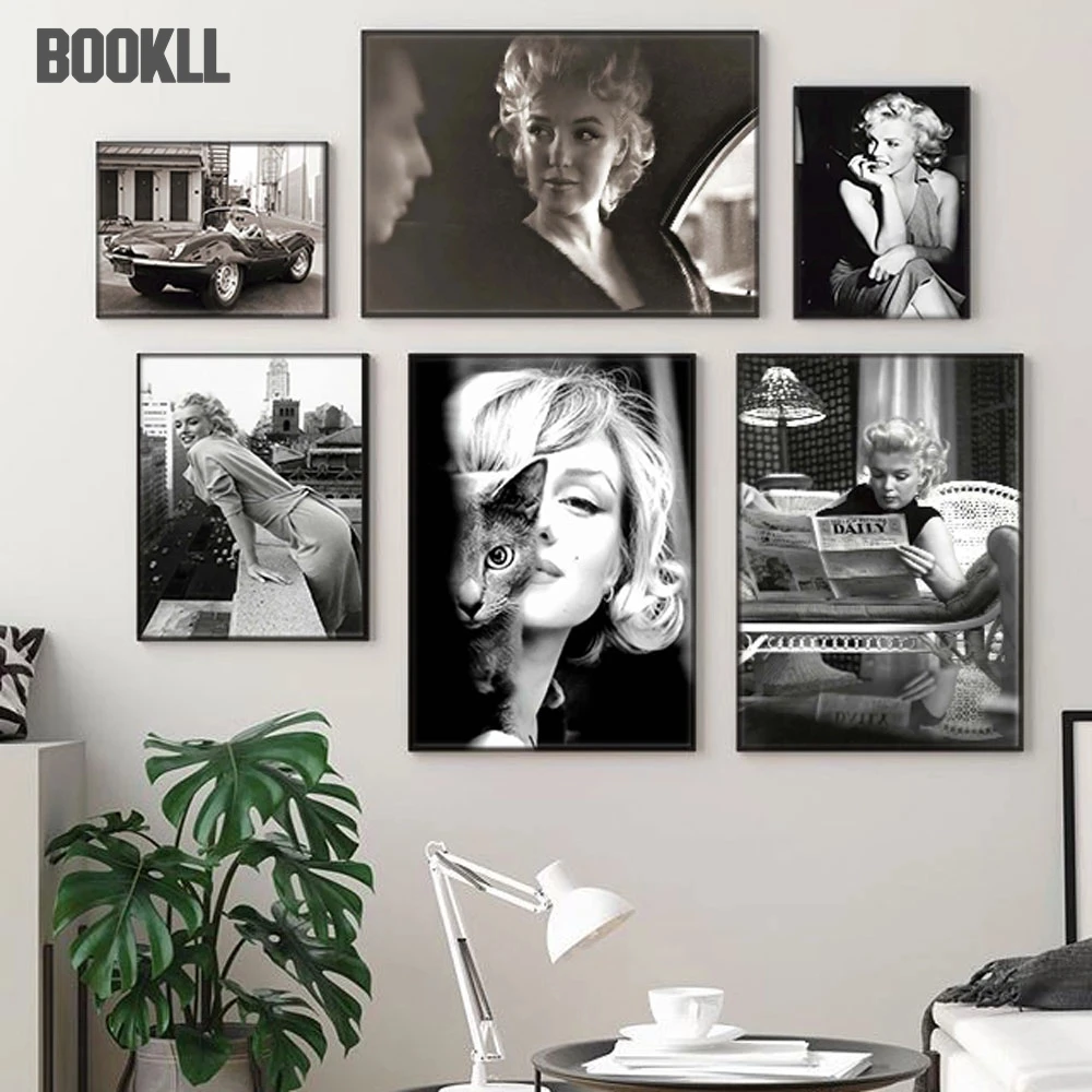 

Marilyn Monroe Wall Pictures for Living Room Movie Star Poster and Print Wall Art Canvas Painting Home Decor Black White Figure