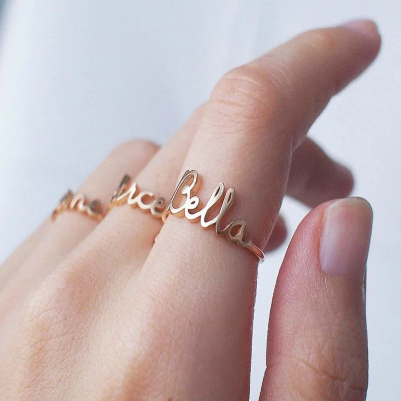 Custom Name Rings for Women Stainless Steel Gold Plated  Personalized Band Letter Initial Ring Wedding Jewelry Bijoux Femme 2023