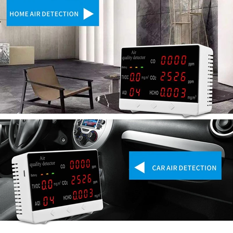 

Air Quality Monitor Upgraded Tester for CO2 Formaldehyde TVOC CO/AQI/ Multifunctional Air Gas Detector Real Time Data T21C