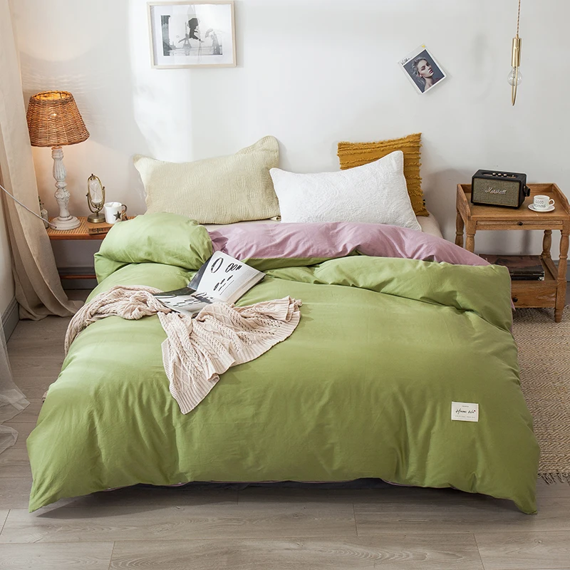 

Cotton Solid Color Duvet Cover Set Bedding Set 200*230 King Size Twin Size Bedding AB Delicate Soft Quilt Cover