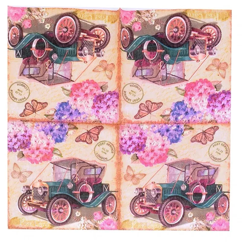 

10pcs 33*33cm Automobile Butterfly theme paper napkins serviettes decoupage decorated for wedding party virgin wood tissues