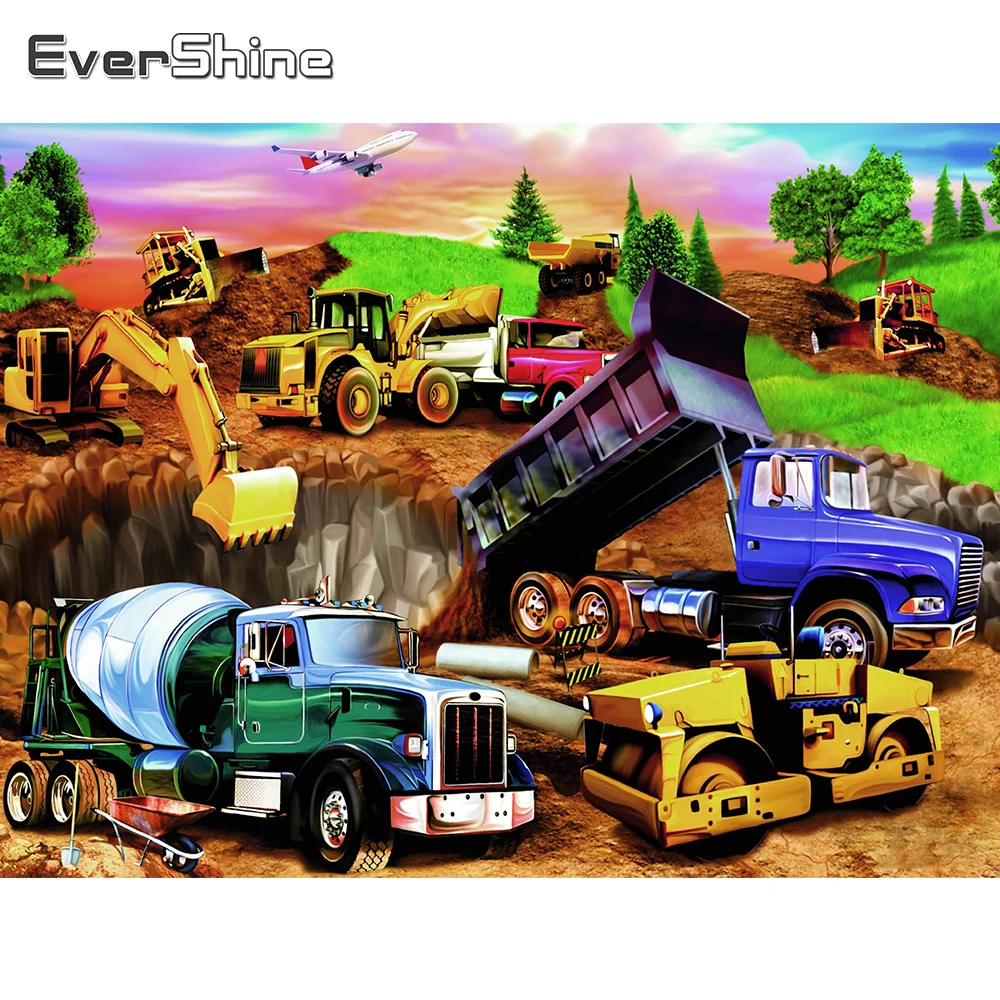 

Evershine DIY Diamond Embroidery Scenery Car Diamond Painting Cartoon Rhinestone Picture Tractor Mosaic Art Child Room Decor