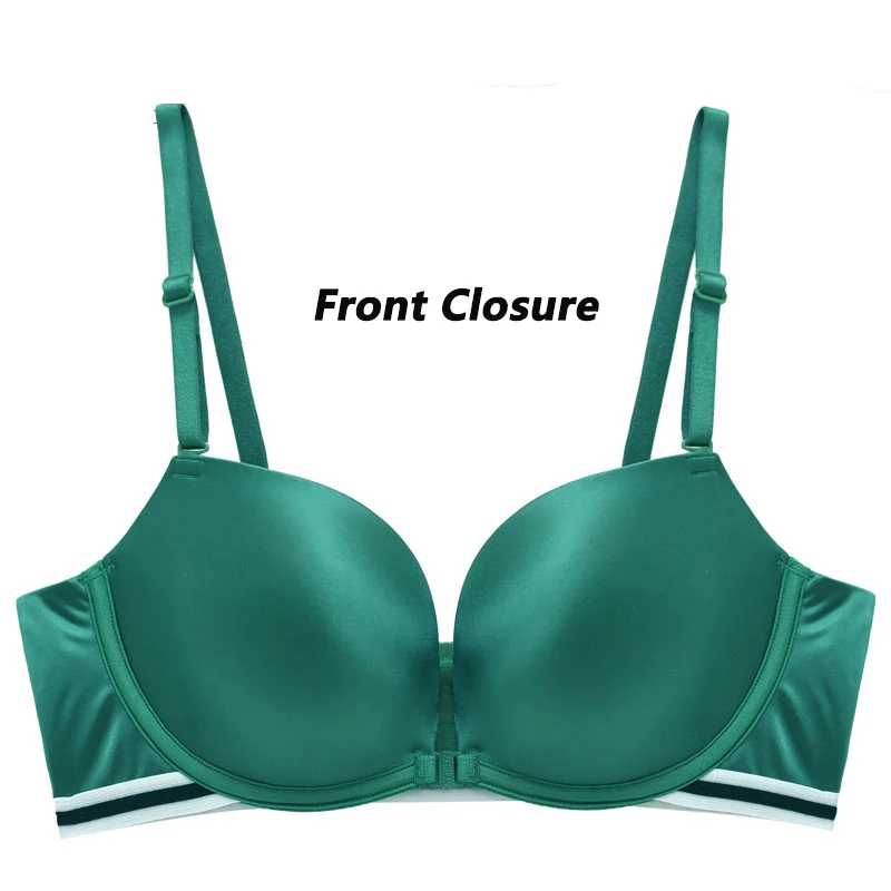 

E lovegirl New Women Fashion Green Striep Black And Khaki Wireless Padded Bras Sexy One-piece Bras Cup ABC Female Underwear