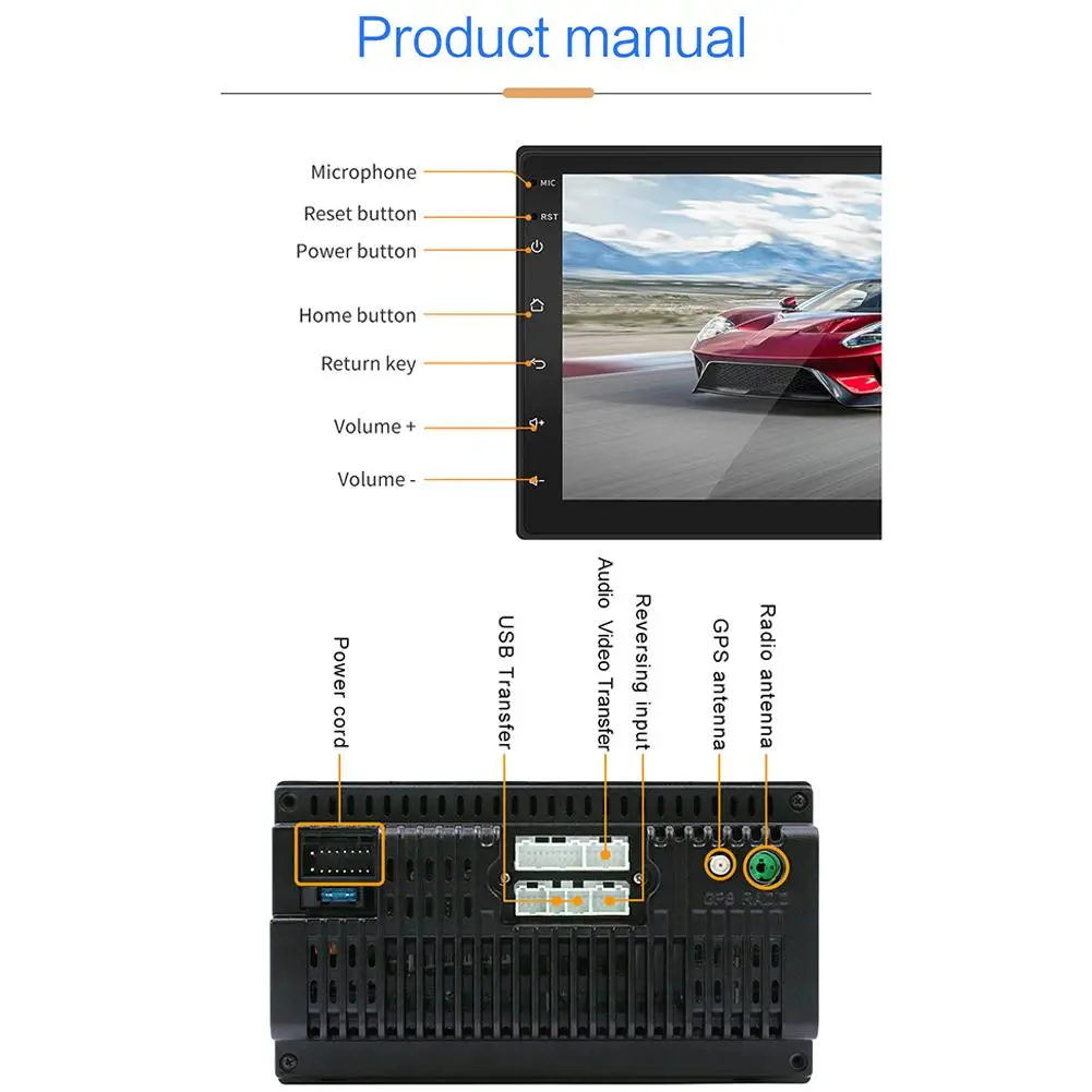 Мультимедийная магнитола 2 Din 7 дюймов Android 8 1 с сенсорным экраном HD GPS-навигацией