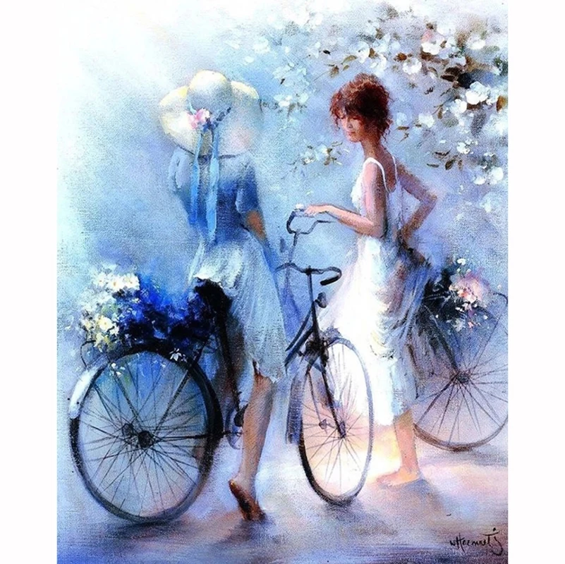 

Diamond painting 5D bicycle girl DIY diamond cross stitch rhinestone mosaic decoration HYY