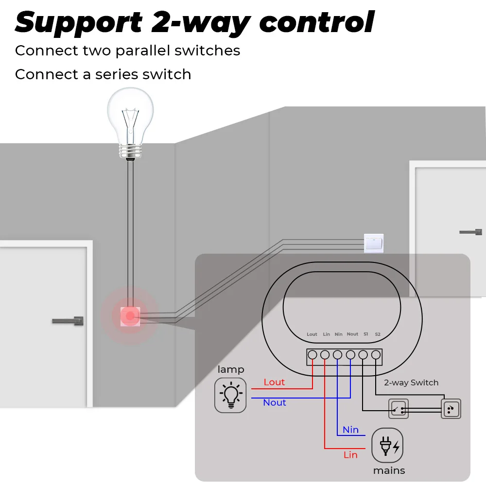 

SMATRUL Tuya WiFi Smart Switch Light 16A Mini 2 Way Module DIY On Off Timing Voice App Wireless Breaker For Google Home Alexa