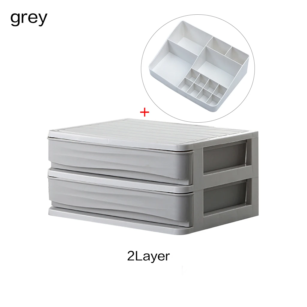 2Layer-grey Пластиковая коробка большой емкости, ящик для хранения косметики, органайзер, коробка для дома, телефона, для мелочей, стойка для ухода, дропшиппинг - Цвет: 2Layer-grey