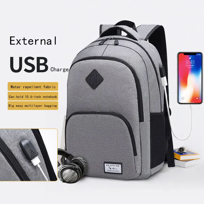 Модный рюкзак мужская сумка повседневный для путешествий USB зарядное устройство