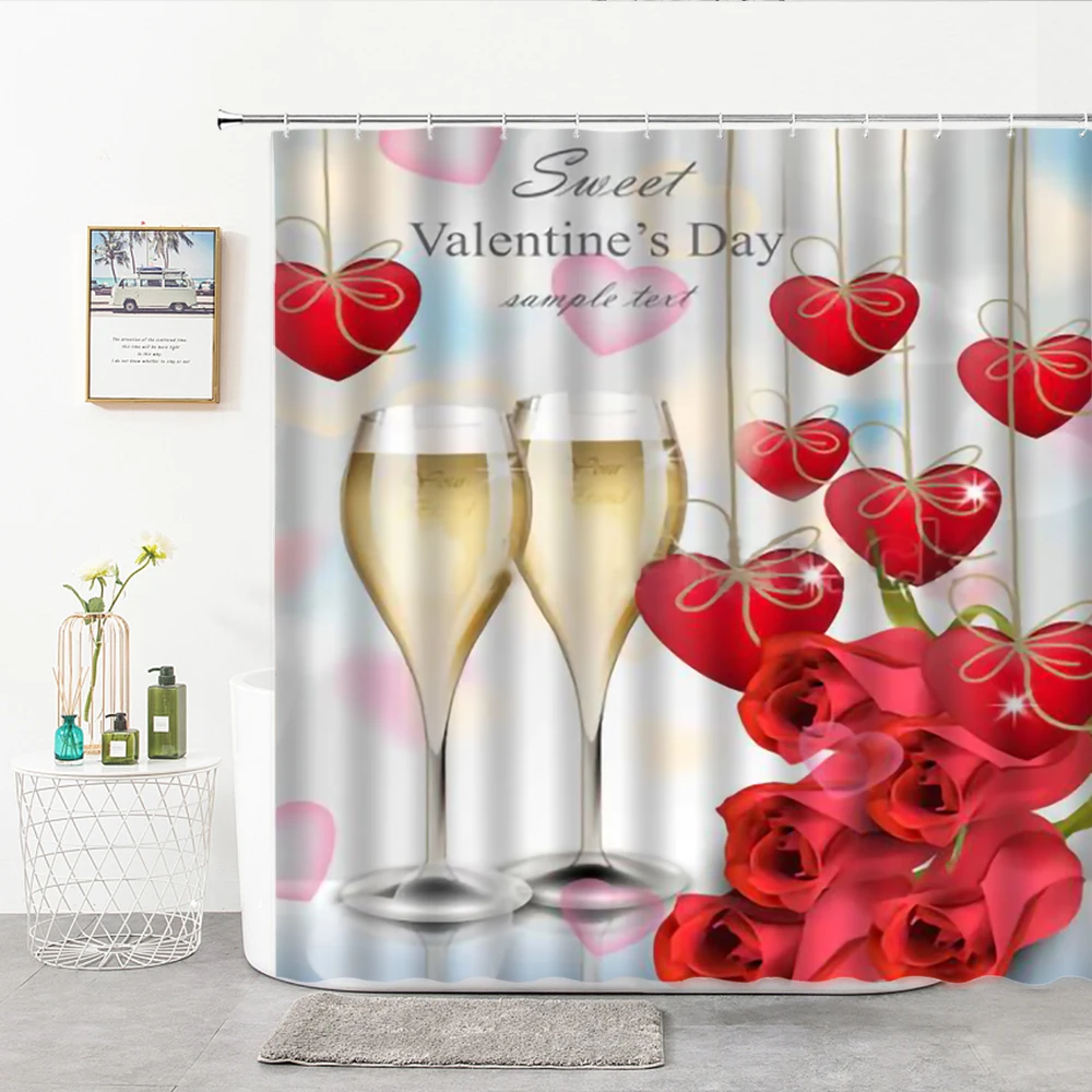 

Занавеска для душа с изображением красной розы, занавеска для ванной с 3d-рисунком растений, занавеска для ванной, декоративный крючок для до...