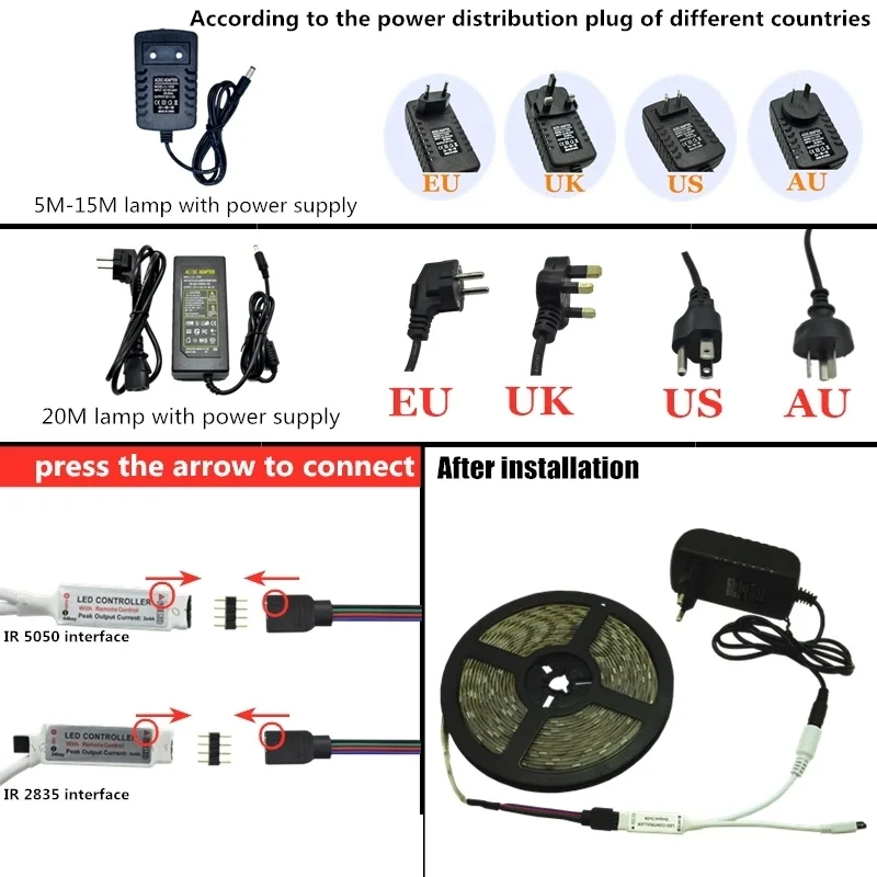 

RGB LED Strip Light Waterproof Background Lighting For Party Decoration Ribbon Flexible Remote Control 2835 5050 Strips Lamp