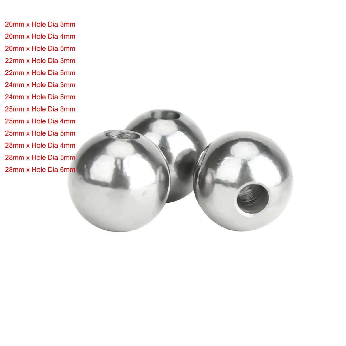 304 Stainless M8 M10 Threaded Steel Ball 15/16/17/18/19/20/22/25/28/30/35-60mm 