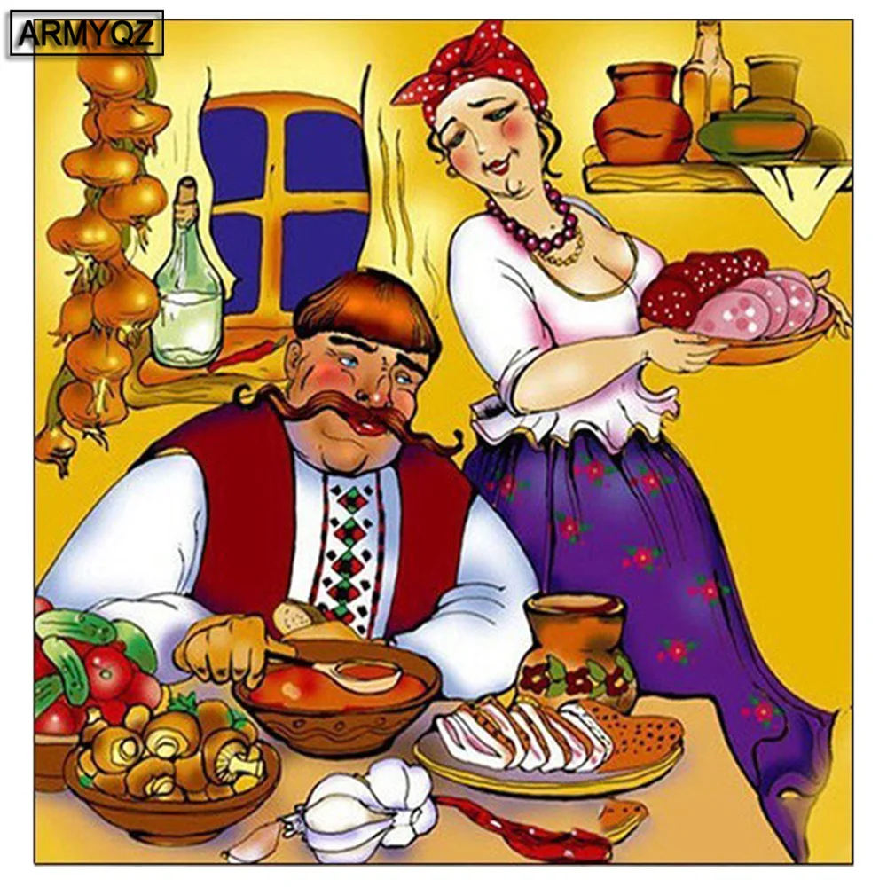 Алмазная мозаичный портрет пара на кухне полный 5D алмазная картина Картина