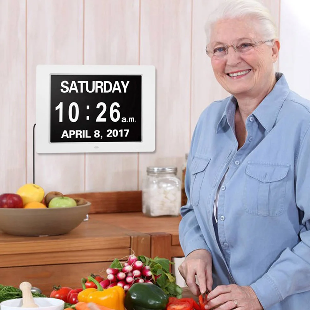 

Digital Calendar Day Clock 8 Inch Large Screen Display Time Date Month Year Dementia Clocks for Seniors Elderly