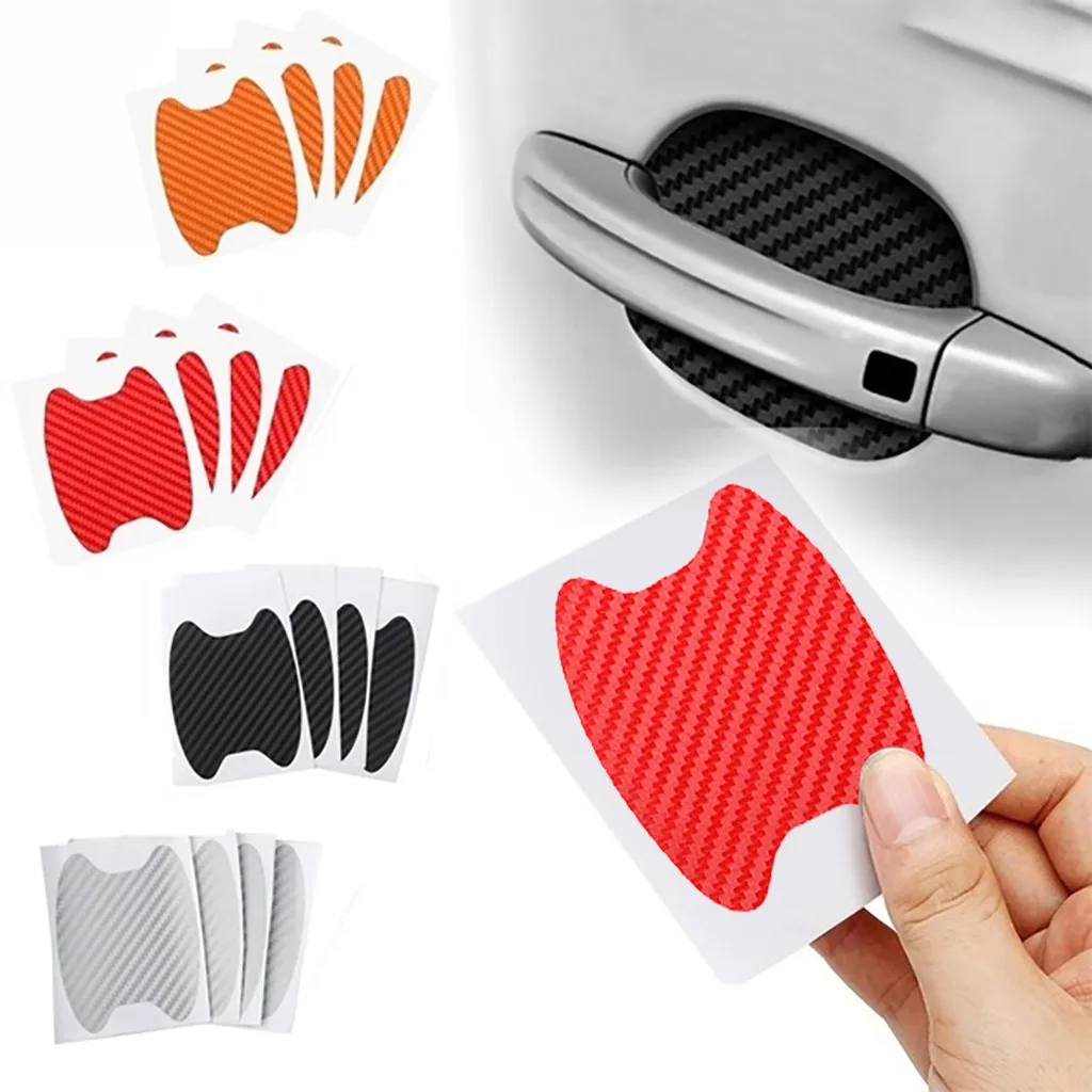 4 шт. Новая защитная пленка для дверных ручек из углеродного волокна наклейка на