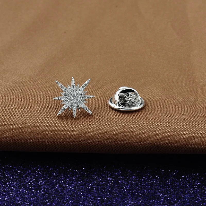 Простой классический серебристый цвет броши в форме звезды снежинки лося для