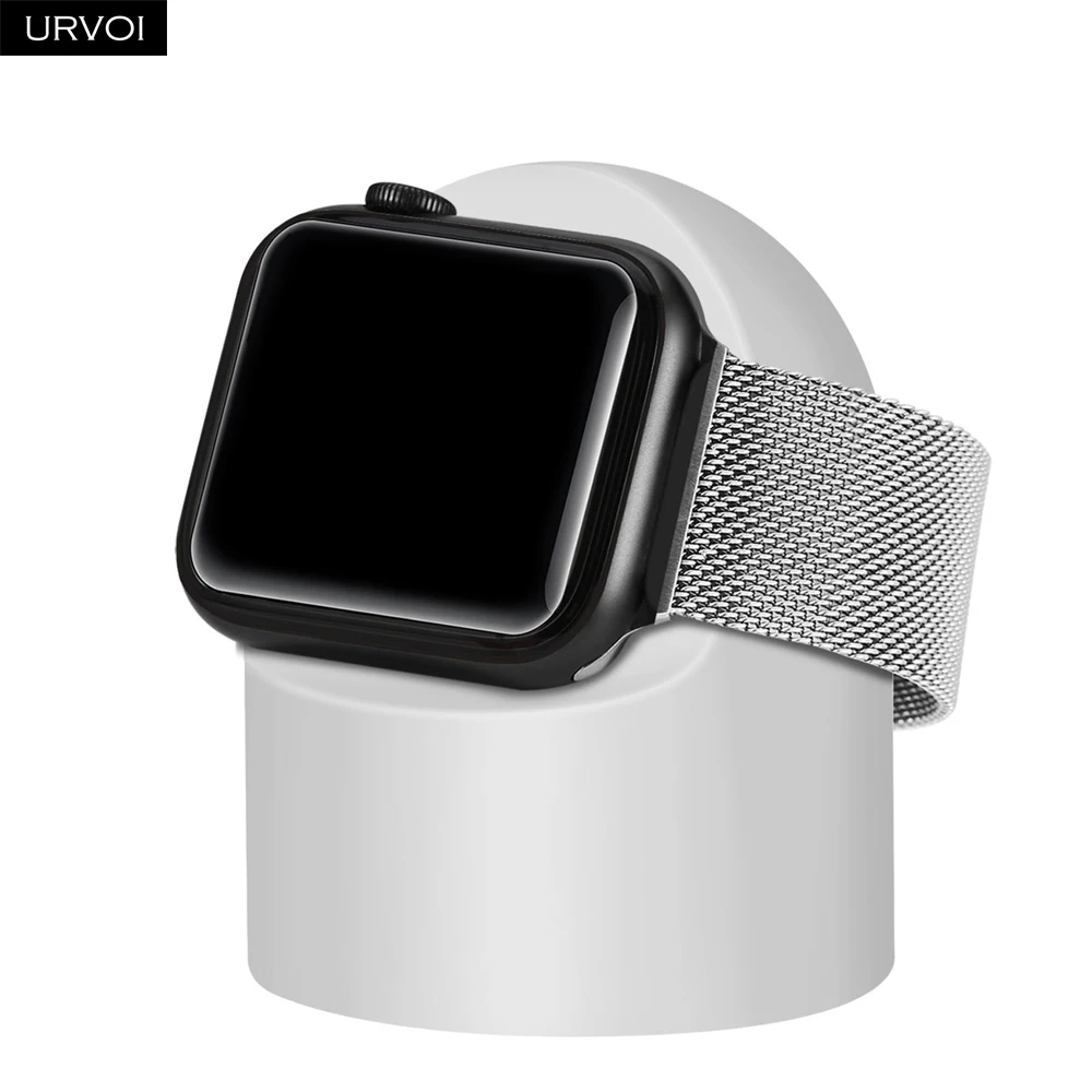 White URVOI подставка для apple watch series 5 4 3 2 1 держатель watchOS 5 Подставка для ночного клуба силиконовая домашняя зарядная док-станция для классического дизайна - Цвет: White