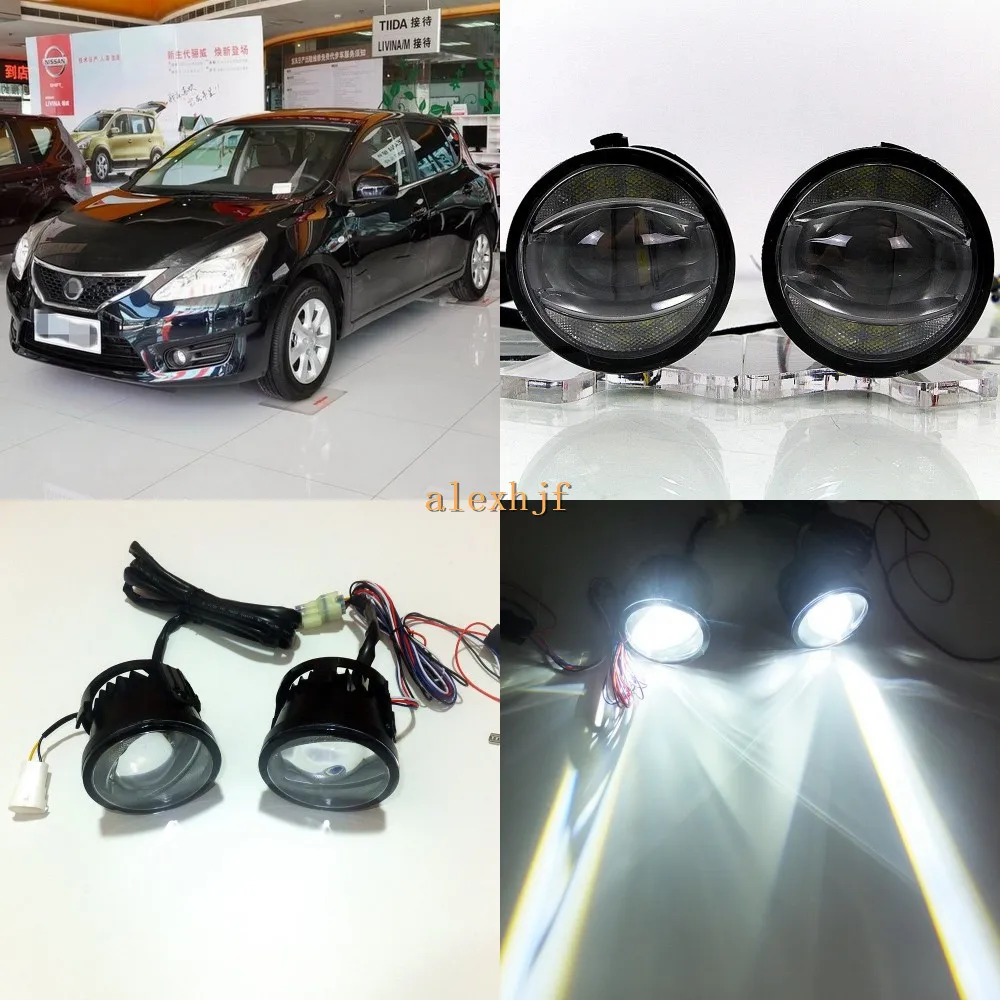 

July King 1600LM 24W 6000K LED Light Guide Q5 Lens Fog Lamp +1000LM 14W Day Running Lights DRL Case for Nissan Tiida C11X SC11X