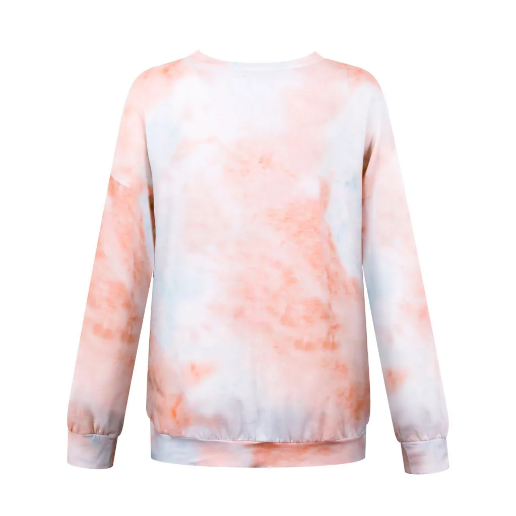 

Womens Round Neck Long Sleeve Sweatshirt Tie-dye Rainbow Colorful Graffiti Printed Pullover Tops Casual Loose Streetwear Mujer