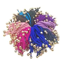 100Pcs/Lot Gold Balls Hair Bands Three Layer Ponytail Holder Rubber Elastic Accessories Girls Women Tie Gum