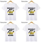 Футболка для мальчиков с принтом экскаватора, От 1 до 9 лет год, на день рождения, с именем на заказ, Детская футболка с милым автомобилем, Детская праздничная одежда, HKP2485