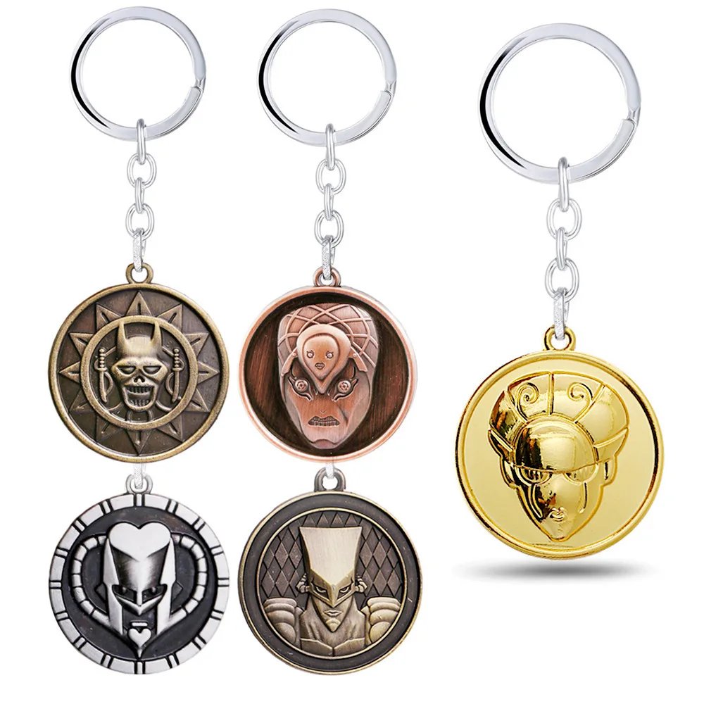 

Anime Jojos BIZARRE ADVENTURE Keychain Alloy Pendant Cartoon Figure Gold Coin Car Key Chain Holder Ring Jewelry Accessories