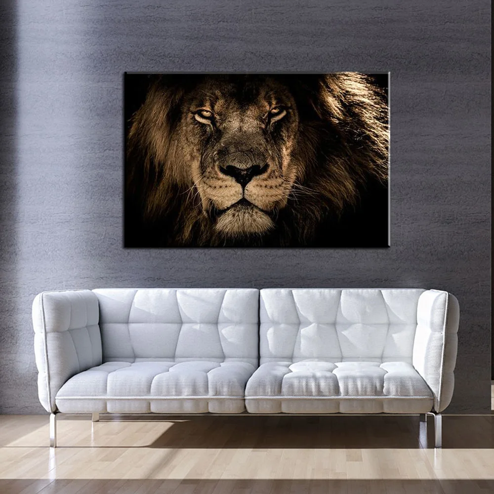 Черно-белый Лев Слон леопарды лошадь настенная Картина на холсте скандинавские