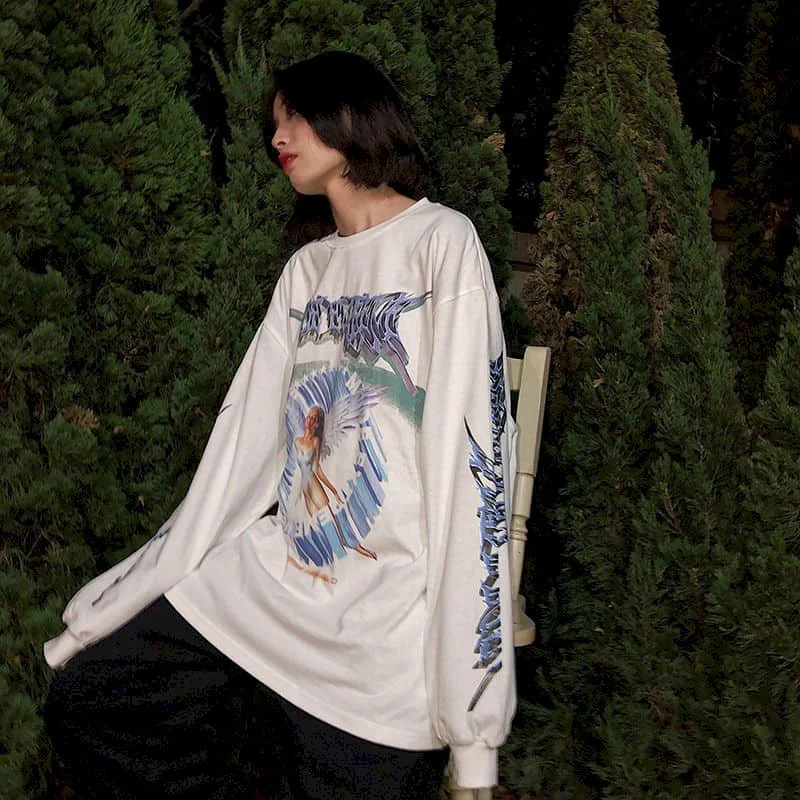 

Very handsome student BF style sweatshirt female trend new loose Korean autumn thin section long-sleeved ins mid-length top