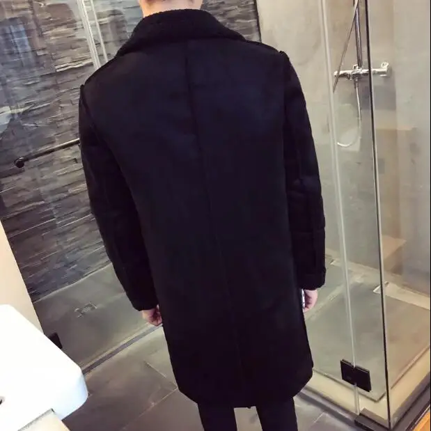 2019 зимняя мужская мода длинный мех один замшевый жакет Мужчины плюс бархат