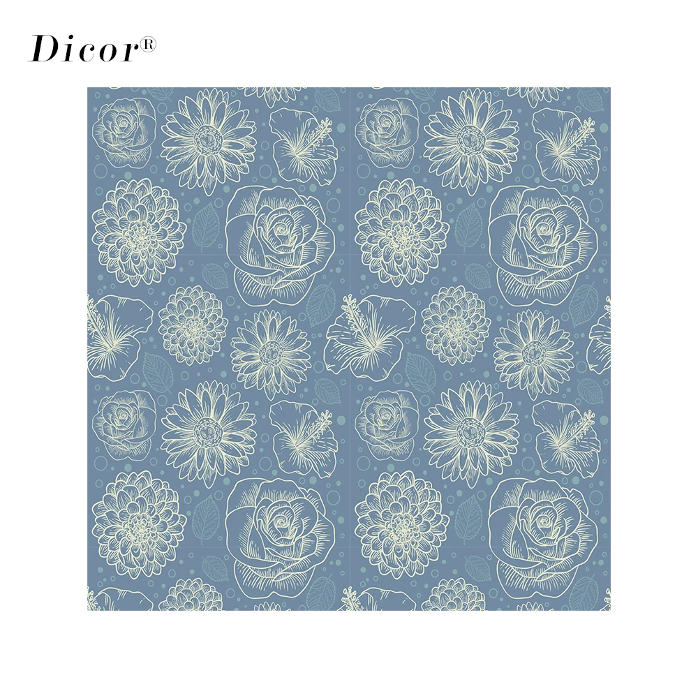 Темно синий европейский стиль окно Fim цветы витражные стекла стикер матовый