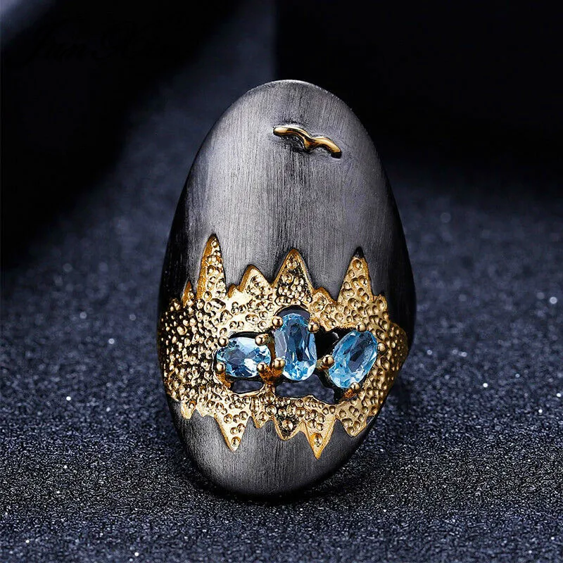 Большие свадебные кольца для мужчин и женщин синий камень кристалл обручальное