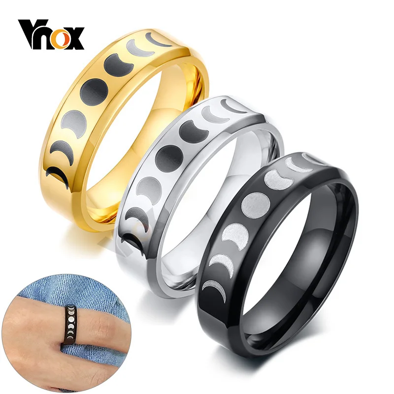 

Vnox Ancient Greece Triple Goddess Rings for Women Men Simple 6 MM Stainless Steel Finger Unisex Jewelry