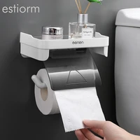 waterproof toilet paper holder with mobile phone shelfwall mounted bathroom storage shelfracktissue toilet paper roll holder