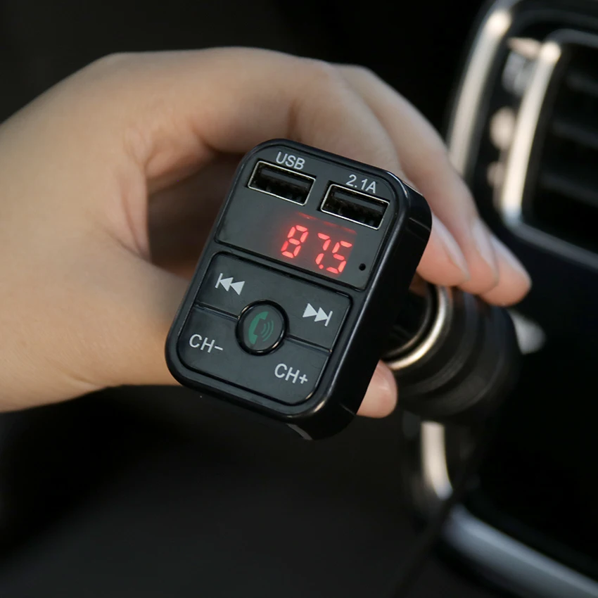 Car Bluetooth Wireless Kit Handfree LCD FM Transmitter Dual USB Car Charger 2.1A MP3 Music TF Card U Disk Player