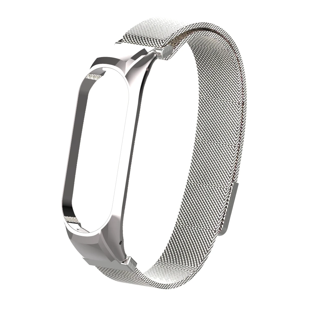 Silver Браслет mi Band 4, 3, магнитный привлекательный металлический браслет и браслет для Xiaomi mi, Band 4, Смарт mi 3, 4, аксессуары, ремешок на запястье - Цвет: Silver