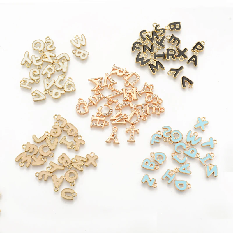 

26pcs/pack A-Z 5colors Enamel Alphabet Letter Charms Oil Drop Jewelry Bracelet Phone Chain Keyring Initial Handmade Pendant