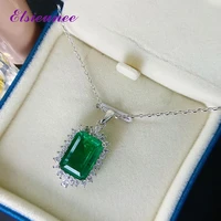 elsieunee 100 925 sterling silver emerald simulated moissanite pendant necklaces for women anniversary fine jewelry wholesale