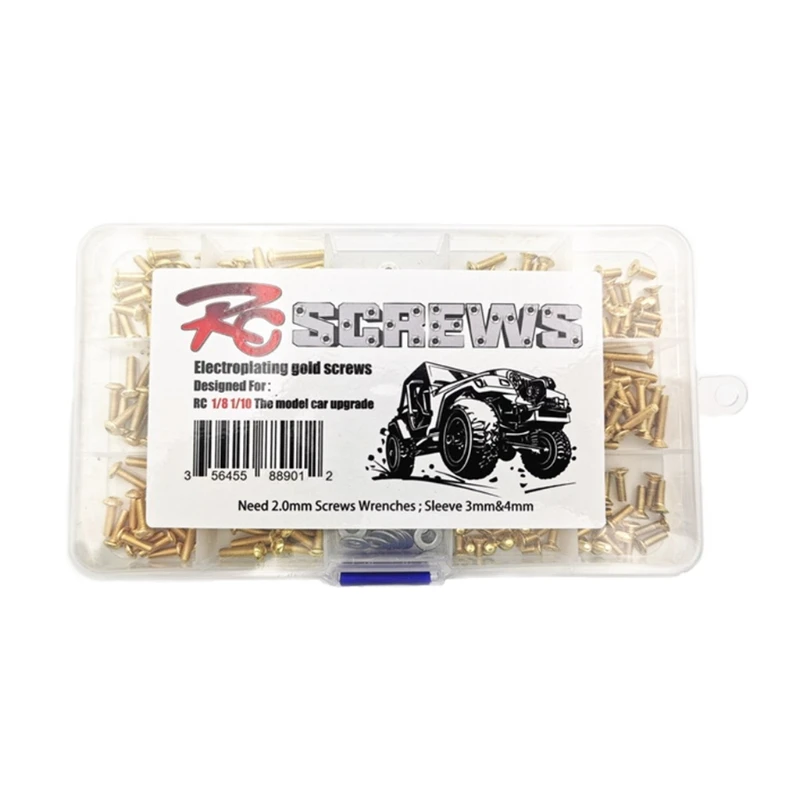 

Universal Golden Screws Silver Washers Nuts Box Set for HSP Axial SCX10 TRX4 1/8 1/10 Remote Control RC Model Car