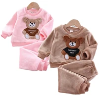 baby boys clothing sets winter keep warm children suit flannel sweater and pants clothing set 2 6 years old fashion kids clothes