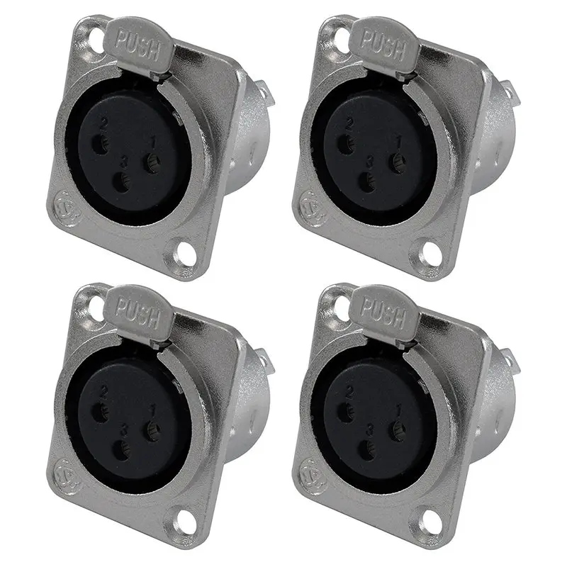 

Гнездовой разъем XLR 3 Pin - Panel Mount Jacks D серии размер XLR-F - 4 в упаковке