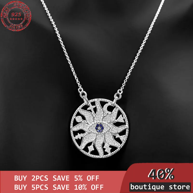 

Silver Necklace Sterling S925, adjustable, eye of the sun, fashion temperament, trendy, luxury brand, women's jewelry