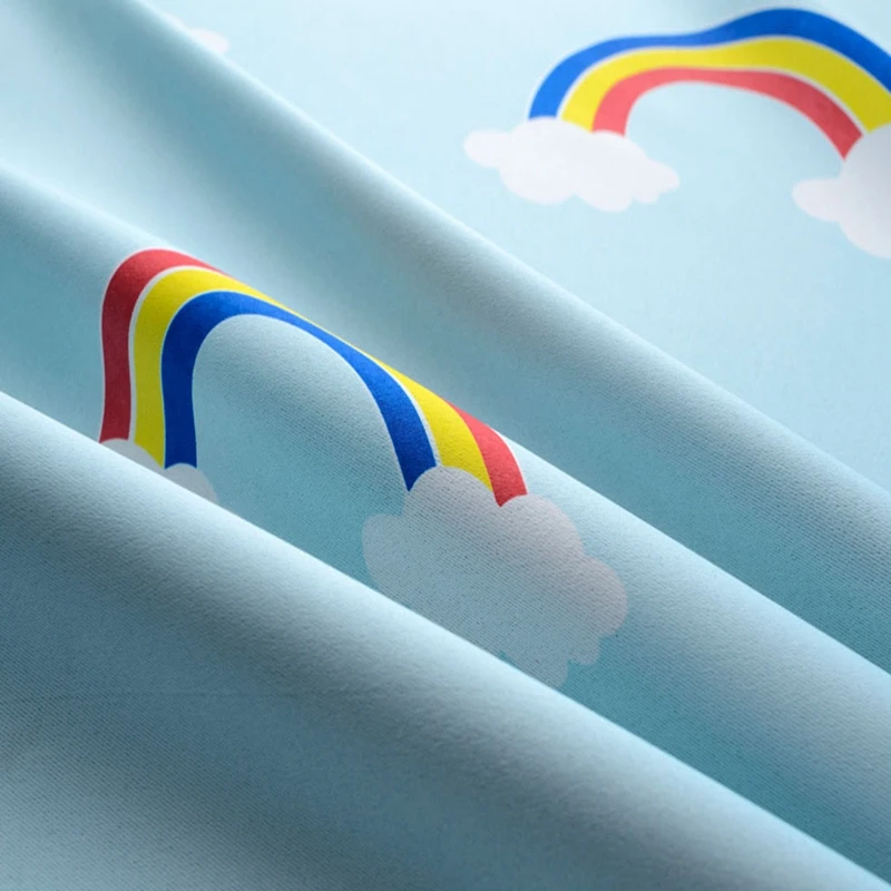 Голубого цвета с мультипликационным принтом Радуга Принт дети мальчики девочки