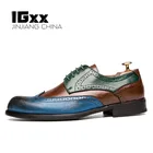 Броги IGxx мужские, оксфорды, заостренный носок, под змеиную кожу, с кисточками, лоферы, резиновая подошва, классические туфли, свадебная обувь