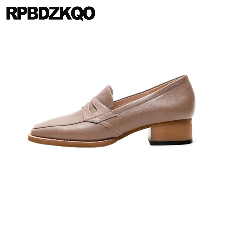 Квадратный носок Дизайнерская обувь без шнуровки на среднем каблуке 2021