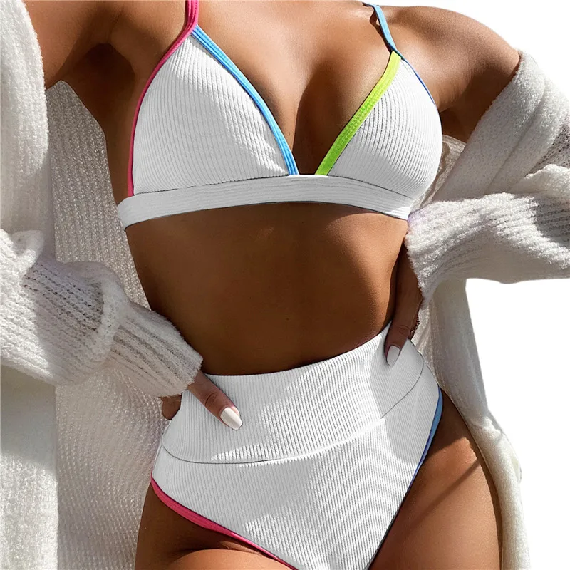 

2pcs Women Patchwork Bikini Set Swimwear Bra Bandage Swimsuit Bathing Suit Push-Up sexy Swimwear Beachwear Swimsuit
