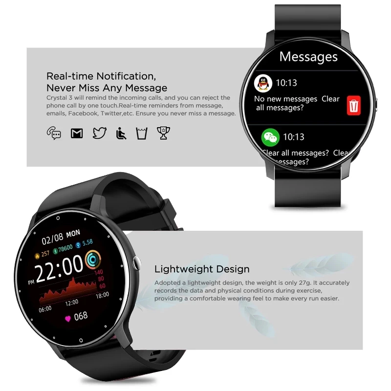 LIGE 2022 Fashion Smart Watch Men Fitness Bracelet Heart Rate Blood Pressure Monitoring Sports Tracker Smartwatch Gift for Women